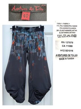 Aventures des Toiles Balloon Pants Lagenlook Art to Wear Pant 40 EUC